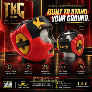 ชุดอุปกรณ์ป้องกันศีรษะสำหรับนักกีฬาต่อสู้ รุ่น Fighter Series พร้อมแผ่นปิดแก้มและคางแบบขยาย  แผ่นรองป้องกันหู สายรัดศีรษะปรับได้  ช่องมองกว้าง เหมาะสำหรับการฝึกซ้อม - Product Image 1