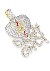Pendentif en forme de cœur avec micro-pavé de strass en cristal, charme hip-hop en argent 925, cadeau unisexe - Product Image 3