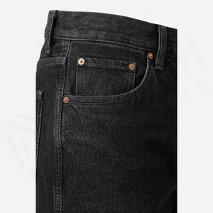 Jean en denim coupe droite délavé foncé pour homme, taille haute, coupe slim, en coton, style décontracté, pantalon d'automne - Product Image 5