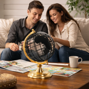 Globo Terráqueo de Escritorio de Latón Premium |   Globo Terráqueo Decorativo Educativo para Escritorio de Oficina, Mesa de Estudio y Decoración del Hogar - Product Image 2