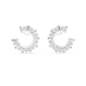 Half Circle Round Cut Moissanite Diamond Wedding Earring Unique Design <b>Stud</b> Earring Half Moon <b>Studs</b> Jewelry Anniversary Gift - Product Image 1