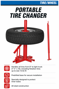 Máquina Desmontadora de Neumáticos Móvil, Herramienta para Desmontar Neumáticos para Garaje en Casa, Taller Automotriz Pequeño, Duradera, Fácil de Montar, Color Rojo GAPGAR040 - Product Image 5