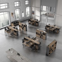 Bureau de travail individuel moderne avec armoire de rangement latérale, plateau en bois et structure métallique pour espace de travail d'entreprise – Vente en gros