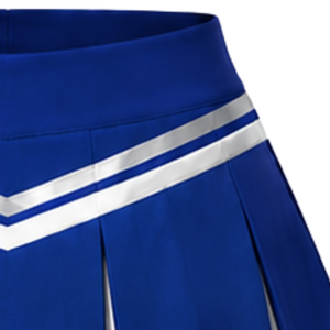 Jupe de cheerleading plissée bleu roi avec bordure à rayures blanches, uniforme de performance athlétique pour femmes et filles, tenue d'équipe - Product Image 4