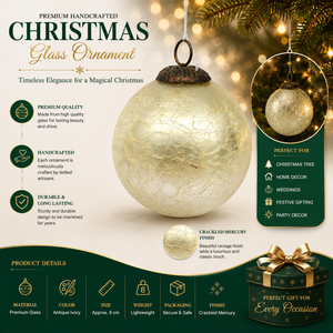 Adorno Colgante de Cristal Craquelado Vintage |   Bola de Cristal Redonda Decorativa Hecha a Mano, Decoración para el Hogar, Adorno para Árbol de Navidad, Arte Decorativo - Product Image 5