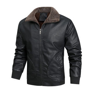 <b>Men</b> Premium Leather <b>Jacket</b> Classic Full Zip Casual Soft Comfortable Durable Regular Fit Everyday Fashion Outerwear - Product Image 2