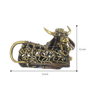 Figurine artisanale en art Dhokra, Vache Nandi divine en laiton, Décoration tendance pour la maison et le bureau, Matériau métallique, Spirituel, Humain, Décoration Diwali - Product Image 5