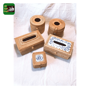 Boîte à mouchoirs en rotin, fabriquée à partir de tissage de rotin naturel pour couvercle de distributeur de mouchoirs et accent décoratif, artisanat vietnamien. - Product Image 3