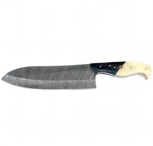 Cuchillo de Cocina Artesanal de Acero de Damasco con Hoja Ancha y Mango Híbrido de Resina y Hueso para Rebanar - Product Image 2