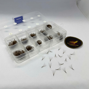 Cils en éventail préfabriqués faits à la main, aspect naturel brun, en poils synthétiques 7D 0.07, longueurs mixtes, fournisseurs de cils en gros, marque privée OEM - Product Image 1