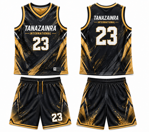 Custom Printed Plus Size for Yellow Basketball Uniform Set OEM ODM Personalized Team Jersey and Shorts Wholesale - Product Image 1