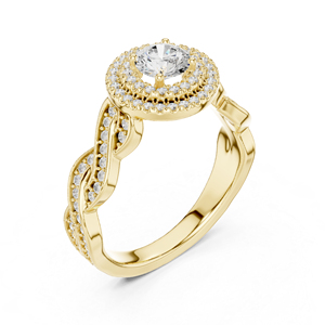 แหวนเพชรทรงกลมทองคำ 14K สำหรับเจ้าสาว ประดับเพชรเลี้ยงในห้องปฏิบัติการ สำหรับผู้หญิง |   เพชรที่เพิ่งเพาะเลี้ยง - Product Image 5