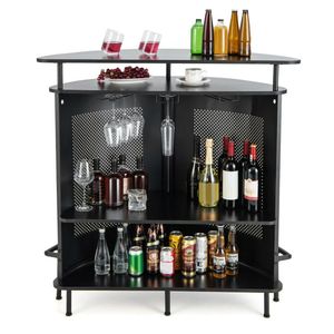 Tavolo Bar Moderno in Legno e Metallo a 4 Ripiani con Portabicchieri e Scaffali Portaoggetti per Appartamento, Soggiorno e Cucina - Product Image 3