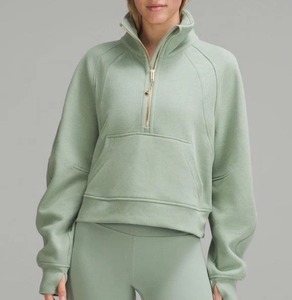 Sudadera Oversize con Cuello de Campana y Media Cremallera Verde Salvia - Product Image 1