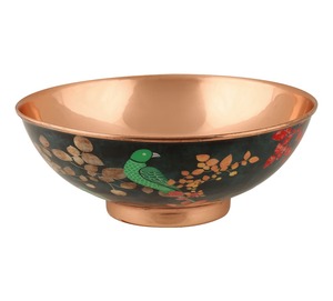 Bol en cuivre fait main avec motif d'oiseau en émail coloré, style oriental, pour servir des aliments, offrir en cadeau, taille personnalisée et produit en vente. - Product Image 3