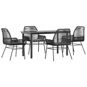 Set da Pranzo da Giardino in Rattan Nero per 4 Persone, Resistente alle Intemperie, Design Contemporaneo con Struttura in Metallo - Product Image 2