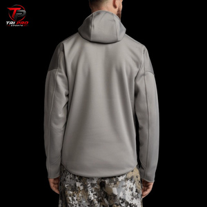 <b>Men</b> Winter Outdoor Solid Grey Quarter-Zip Heavyweight Fleece Polyester Hunting Hoodie Integrated <b>Face</b> <b>Mask</b> Front Kangaroo Pouch - Product Image 5