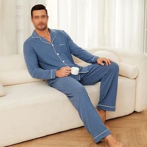 Breathable Fabric <b>Men</b> Night Suit Short Sleeve Crew Neck Shorts <b>Set</b> Elastic Waist Soft Lightweight Summer <b>Pajamas</b> Home - Product Image 2
