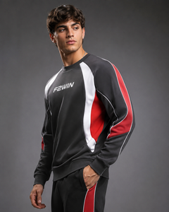 เสื้อสเวตเชิ้ต F2WIN รุ่น Unisex สีดำขาว แขนเสื้อแบบแร็กแลน คอตั้ง สวมใส่สบาย ระบายอากาศได้ดี บุผ้าฟลีซ 100% ผ้าฝ้าย น้ำหนัก 220 กรัม ทรงปกติ - Product Image 3