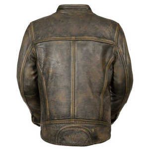 Veste en similicuir PU vintage pour homme, à col rabattu, à capuche, avec fourrure décorative, neuve, à manches longues - Product Image 1