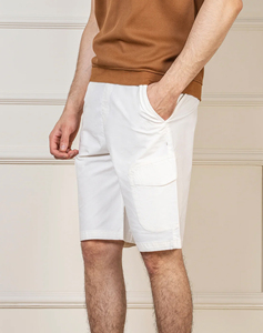 Pantalones Cortos Cargo Blancos para Hombre, Estilo Casual, con Bolsillos, Transpirables, 100% Algodón, Tela Oxford, Cintura Media, Cierre Elástico - Product Image 3