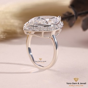 Bague de mariage élégante pour femme en or massif 14 carats avec diamant CVD de laboratoire de 5,00 carats taille marquise, couleur F, clarté VVS2, certifié IGI - Product Image 3