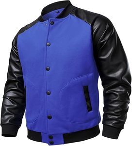 High Quality Men's Varsity Jackets Thin <b>Stand</b> Collar Light <b>Weight</b> Winter Wool Body Leather Sleeve Best Design Plain Fabric Front - Product Image 5