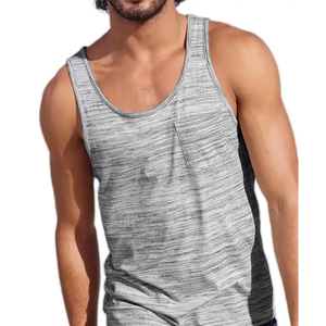 Nouveauté : T-shirts sans manches pour hommes en coton et polyester, prix de gros abordable, lavables - Product Image 3