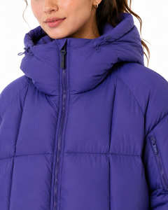 Blouson matelassé léger et chaud pour femme, violet, à capuche, entièrement zippé, isolé, 6XL, 100% coton - Product Image 4