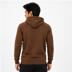 Sweat-shirt à capuche marron pour homme, logo personnalisé sur le devant, imperméable, 100% coton molletonné, anti-rétrécissement, vêtements de sport, fitness, gym - Product Image 1