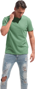 Camiseta Casual de Manga Corta con Cuello Redondo para Hombre, Color Verde, Diseño Sólido, Tejido de Punto, Ecológica, Transpirable, de Lana Merino - Product Image 4