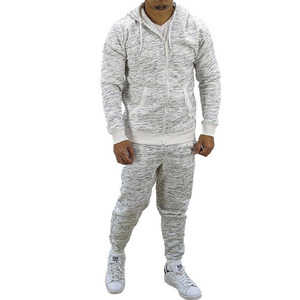 Ensemble de survêtement homme grande taille personnalisé, décontracté, hiver, avec sweat à capuche zippé et pantalon de jogging, couleur unie, écologique et léger - Product Image 1