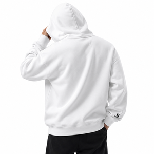 Sweat-shirt à capuche blanc pour homme SINEWY, coupe classique, coton French Terry, fermeture éclair, imprimé, poche avant, vêtement décontracté pour l'automne - Product Image 6