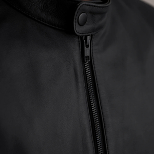 Veste en cuir PU noir pour homme, col montant, fermeture éclair, style motard, coupe ajustée, pour l'automne - Product Image 6