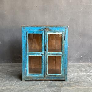 La Mejor Colección de Gabinetes de Almacenamiento Rústicos Hechos a Mano con Puerta de Vidrio y Madera Azul, Arte Antiguo del Himalaya - Product Image 4