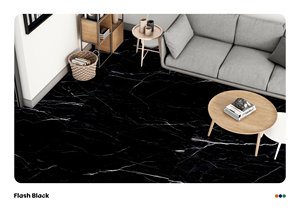 Carrelage mural et de sol en porcelaine Florian Grafito noir fumé brillant 60x120cm, aspect décoratif poli (I) - Product Image 3