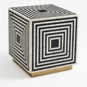 Table basse ronde en os incrusté de motifs floraux bleus et blancs, artisanale, fabriquée par des artisans indiens, table de salon, vente en gros, incrustation personnalisée - Product Image 6