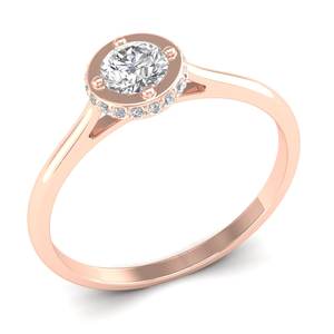 Anillo de compromiso REYES personalizable de oro macizo de 14 quilates con diamantes y halo oculto para mujer, precio al por mayor, joyería fina con certificación IGI - Product Image 2