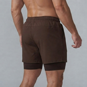 Wholesale Gym Wear Double Layer <b>Compression</b> <b>Shorts</b> <b>Men</b> Polyester High Quality Sports Training <b>Shorts</b> Drawstring Med Waist <b>Short</b> - Product Image 5