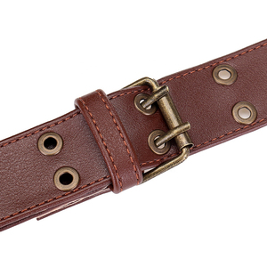 <b>Top</b> Trending Custom Vintage Leather Waist Bag With Double Pockets Rivet Decoration Unisex Crossbody Style Brown Color - Product Image 5