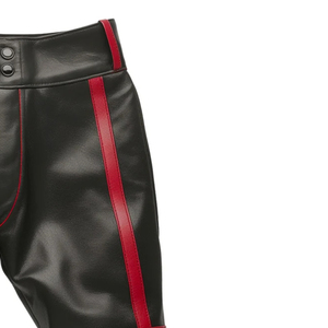 Men's Black PU Coated Bermuda Shorts High Waist Button Fly Side Stripe Moto Biker Style - Product Image 6