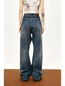 Vintage Style Straight Jeans for Men Women Niche Street Washed <b>Old</b> Bamboo Knot Vibe Mid Waist Breathable Casual Denim <b>Pants</b> - Product Image 6