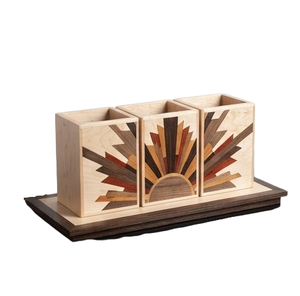 Multi-Purpose Organizer Modern <b>Caddy</b> Natural Wood Color Handcrafted Wooden Standing Type for <b>Kitchen</b> - Product Image 2