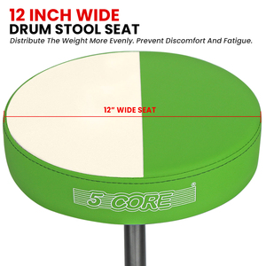 Silla de Batería 5 Core DS 01 GR, Taburete de Baterista Acolchado de Espuma Viscoelástica de 3 Pulgadas de Grosor, Capacidad de 330 Libras, Ajustable y con Base para el Suelo - Product Image 3