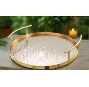 Fancy Luxury Metal Serving Trays Platter Shiny Table Top Decorative Metal <b>Home</b>, Hotel Decoration and Gifting Purpose - Product Image 4