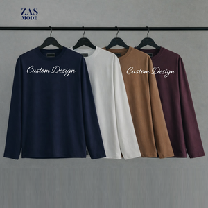 Camiseta de Manga Larga con Cuello Redondo para Hombre, Logotipo Personalizado en la Parte Delantera, 100% Algodón Tejido, Ecológica, de Secado Rápido, Tela de 220g, Corte Regular Informal - Product Image 1