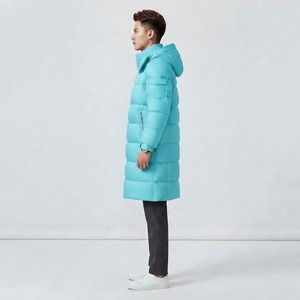 <b>Men's</b> <b>Long</b> Quilted Winter Velour Hip Hop Jacket Padded Warm <b>Coat</b> with V-neck Collar Side Pockets and Zipper Closure - Product Image 2