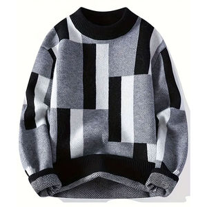 Men's Premium Crew Neck Knit Sweater Polyester/Cotton Breathable Anti-Pilling Warm Winter Factory Supply - Product Image 6