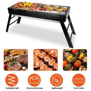 Griglia portatile in acciaio inossidabile pieghevole per Barbecue da tavolo con facile configurazione Barbecue per campeggio picnic all'aperto - Product Image 1