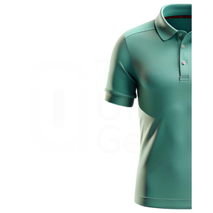 Polo de Punto de Manga Corta para Hombre, Color Sólido, Estilo Casual, Corte Regular, Verde - Product Image 5